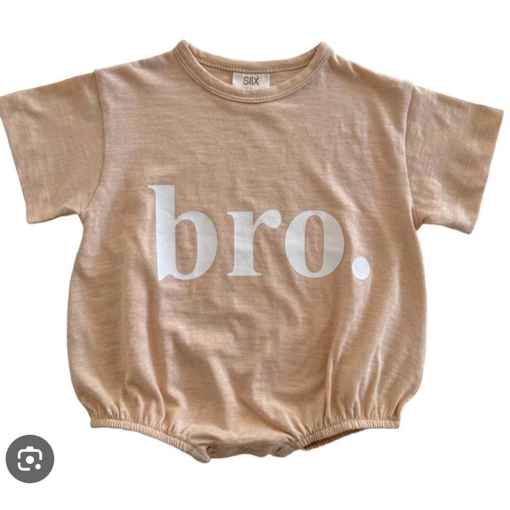 SIIX SpearmintLove Tan White Bro T-Shirt Bubble Romper 3-6 months